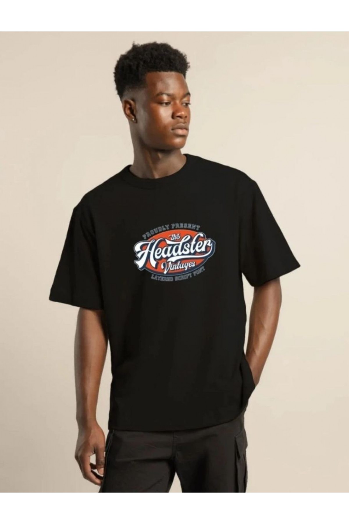 Erkek Baskılı T-Shirt Kısa Kol Bisiklet Yaka Regular Fit Rahat Kalıp Günlük Tişört - Siyah