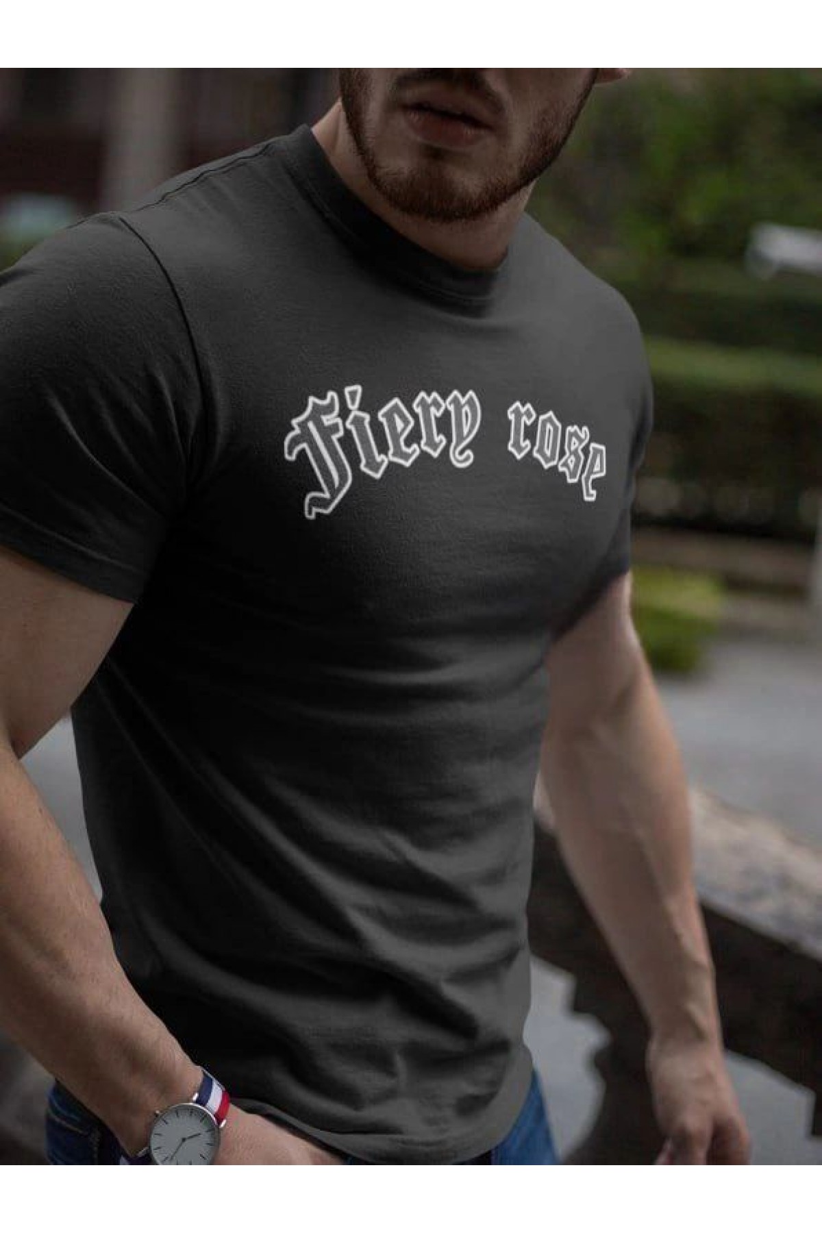 Erkek Tişort Bisiklet Yaka Baskılı kısa kol T-Shirt - Siyah
