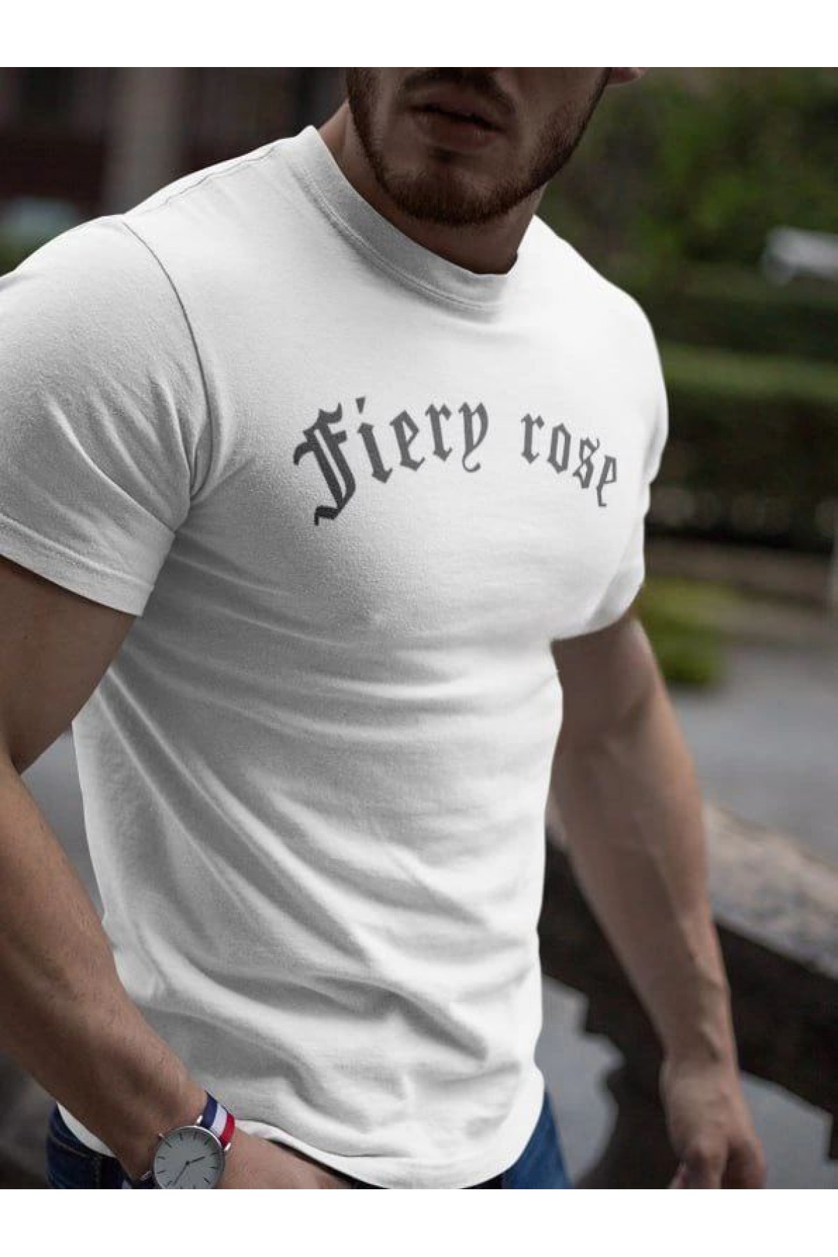 Erkek Tişort Bisiklet Yaka Baskılı Kısa kol T-Shirt - Beyaz
