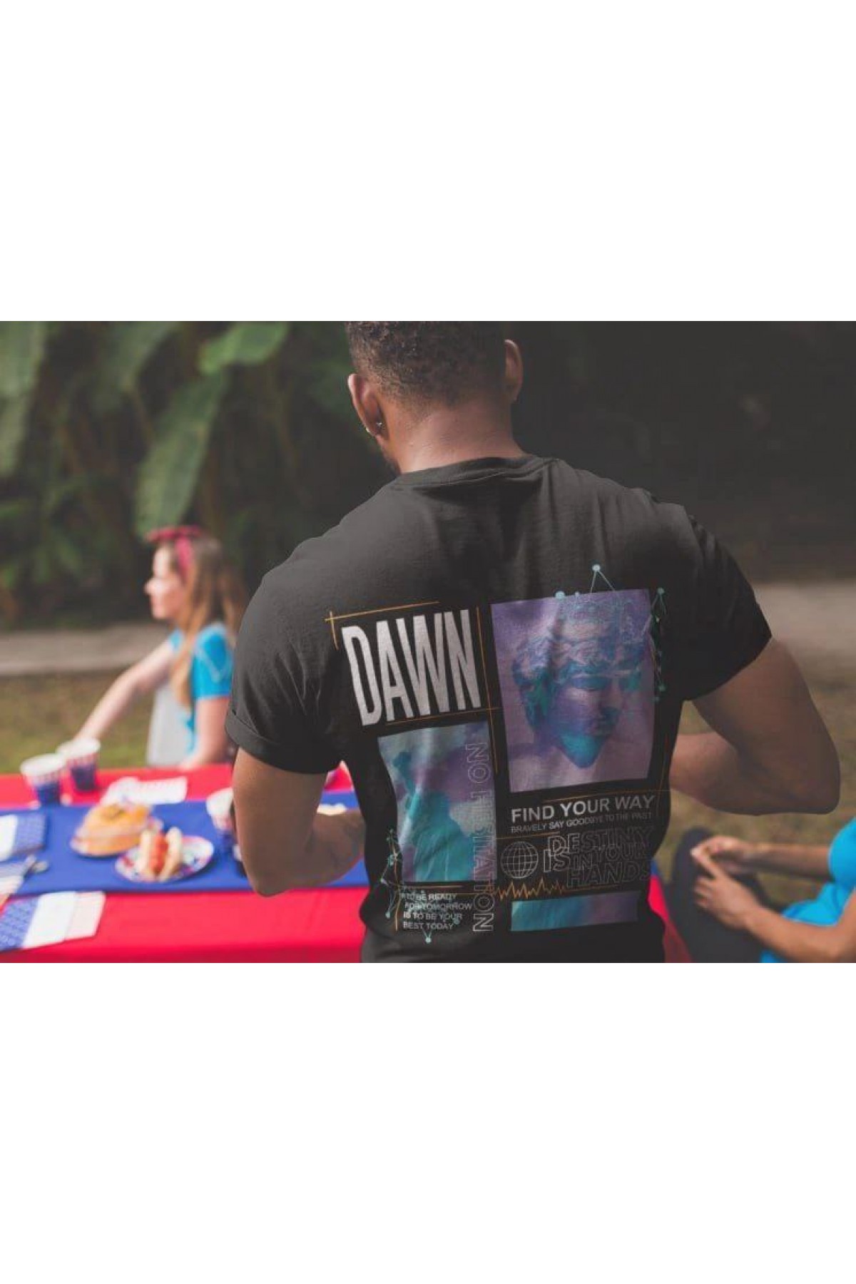 Erkek Tişort  Bisiklet Yaka Baskılı Kısa kol T-Shirt - Siyah