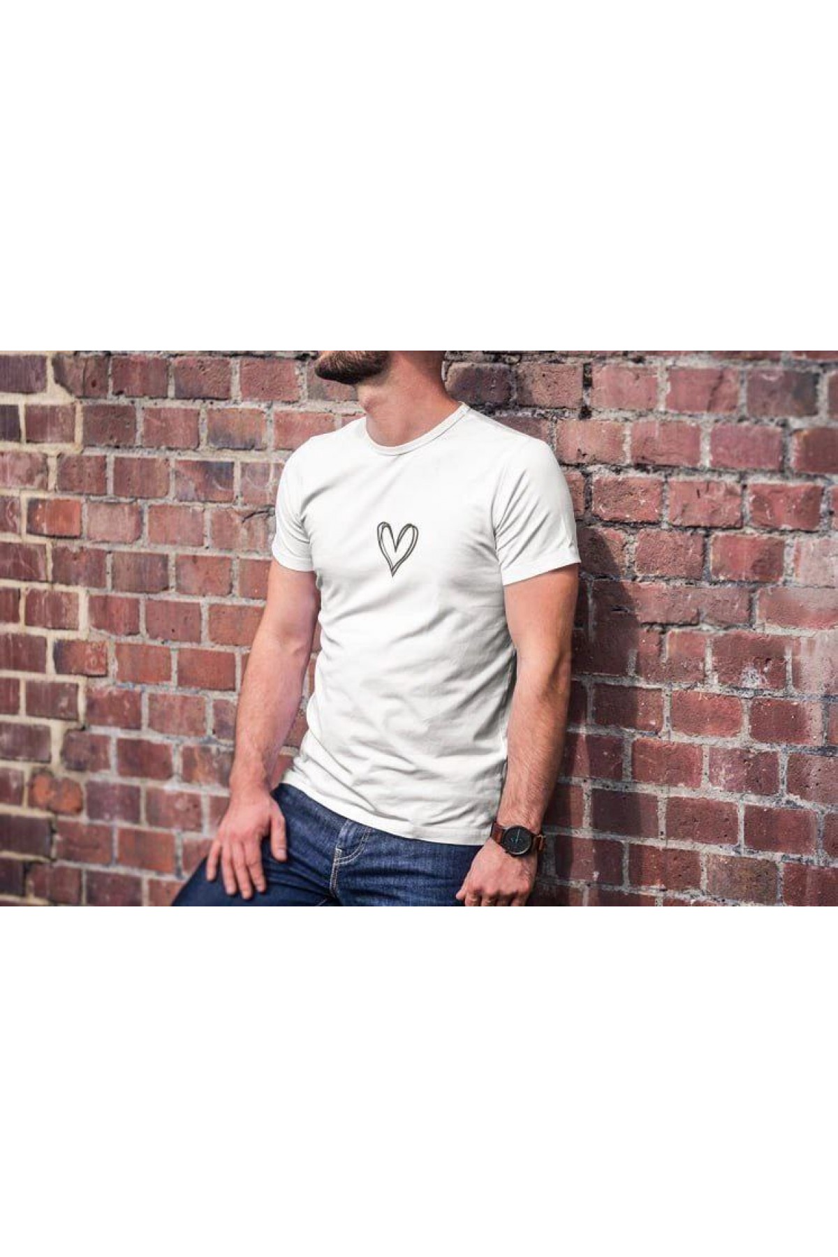 Erkek Kısa Kol Yazlık Tişört Bisiklet Yaka Baskılı Oversize T-Shirt - Beyaz