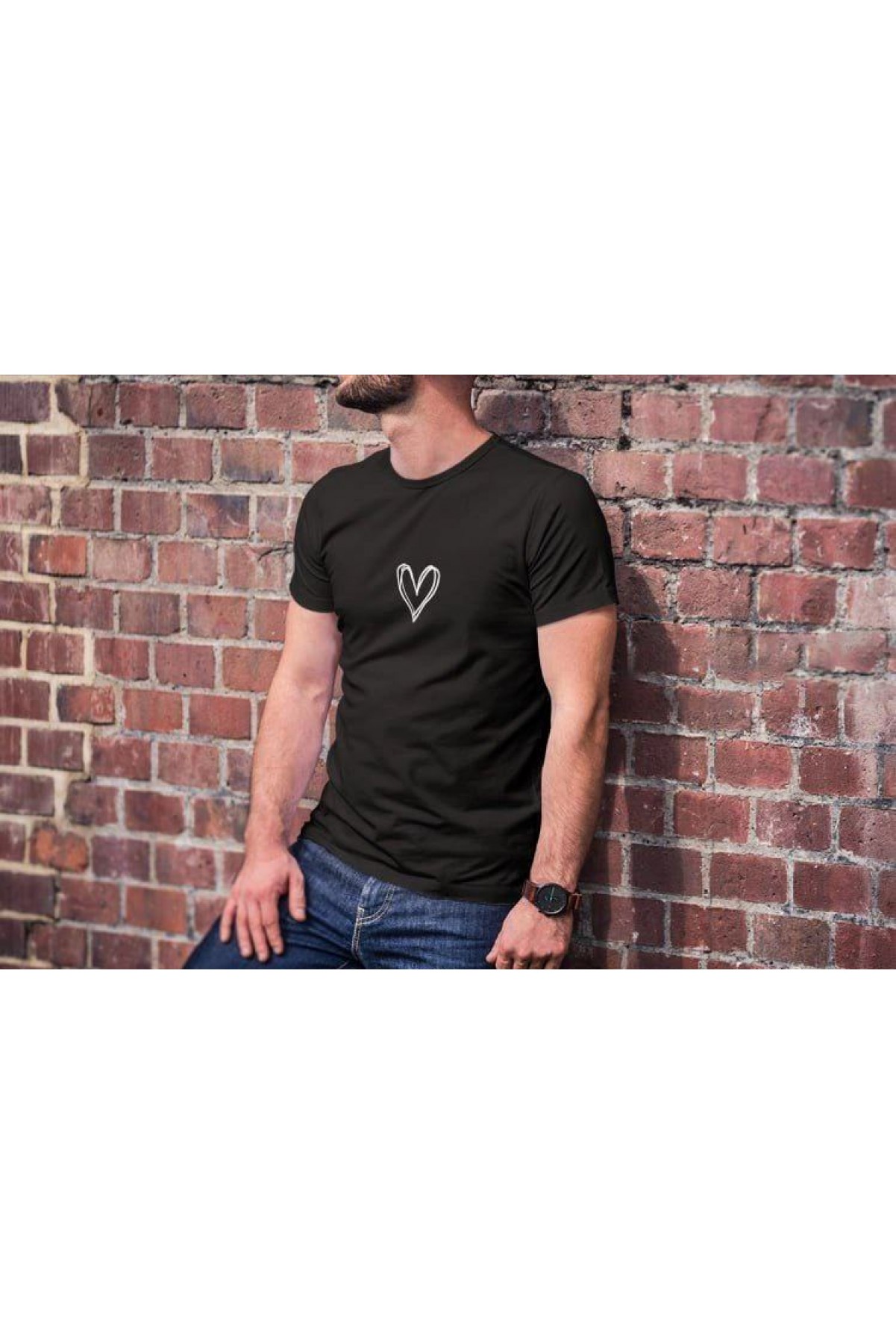 Erkek Kısa Kol Yazlık Tişört Bisiklet Yaka Baskılı Oversize T-Shirt - Siyah