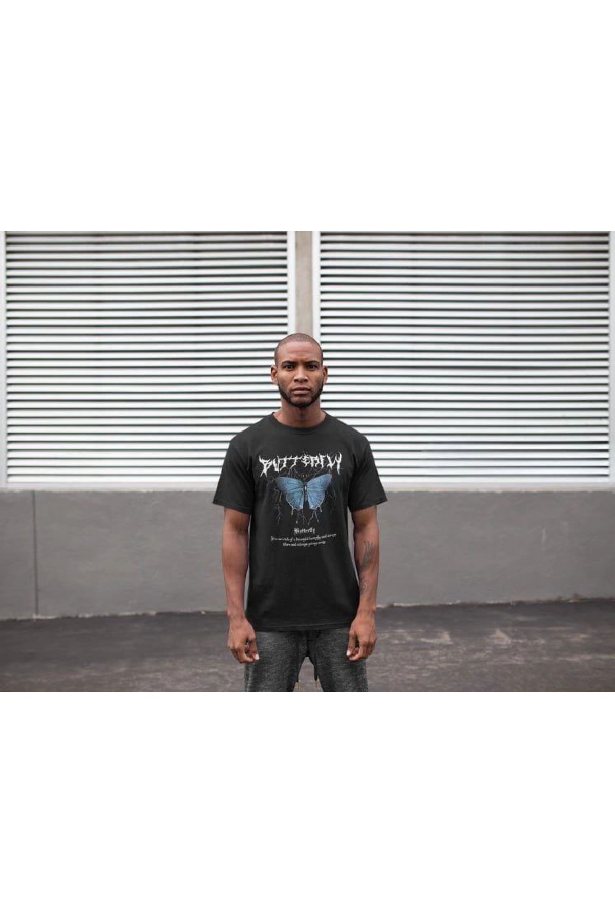 Erkek Kısa Kol Yazlık Tişört Bisiklet Yaka Baskılı Oversize T-Shirt - Siyah