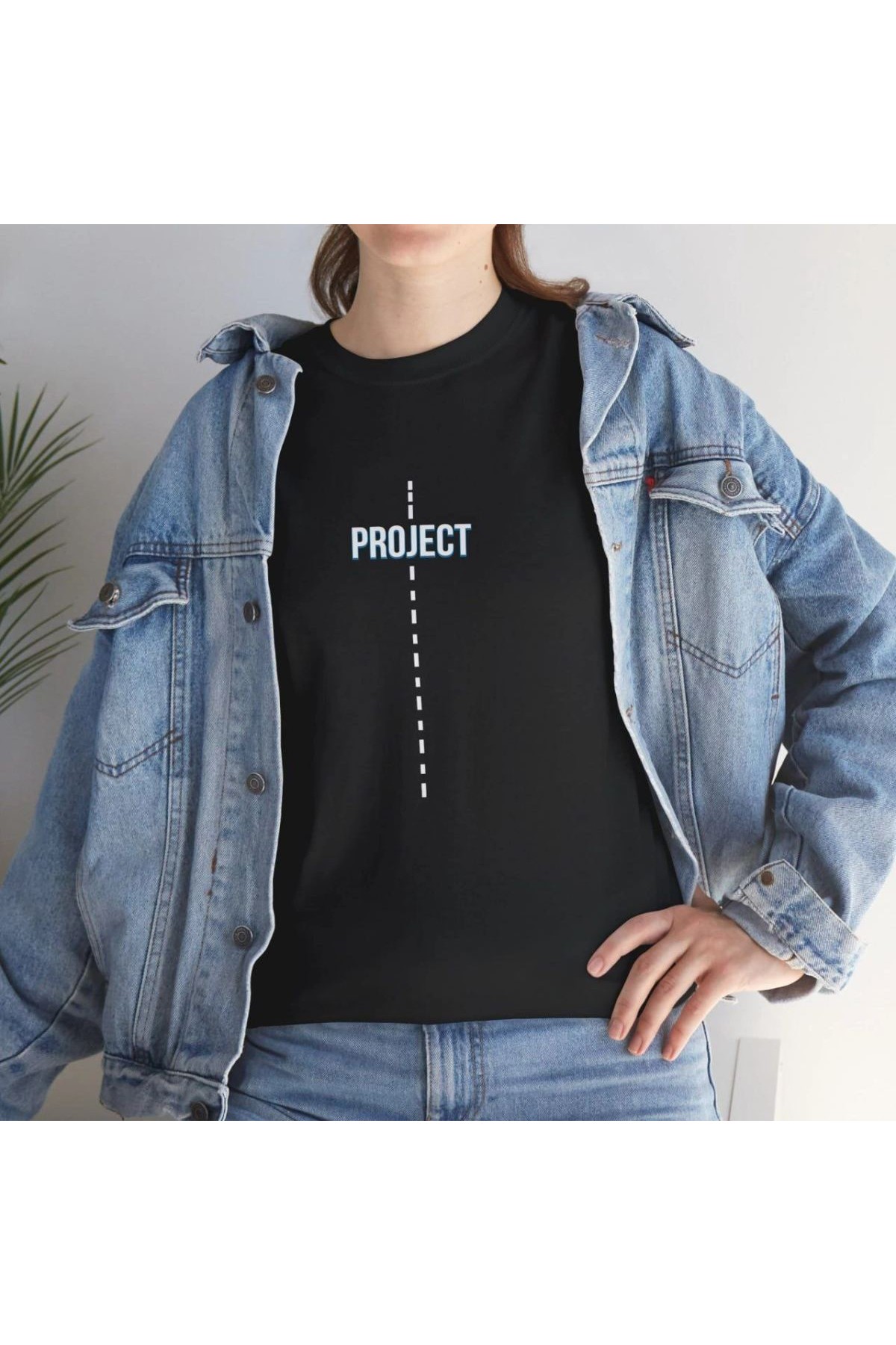 Kadın Bisiklet Yaka Baskılı Kısa kol  T-Shirt - Siyah