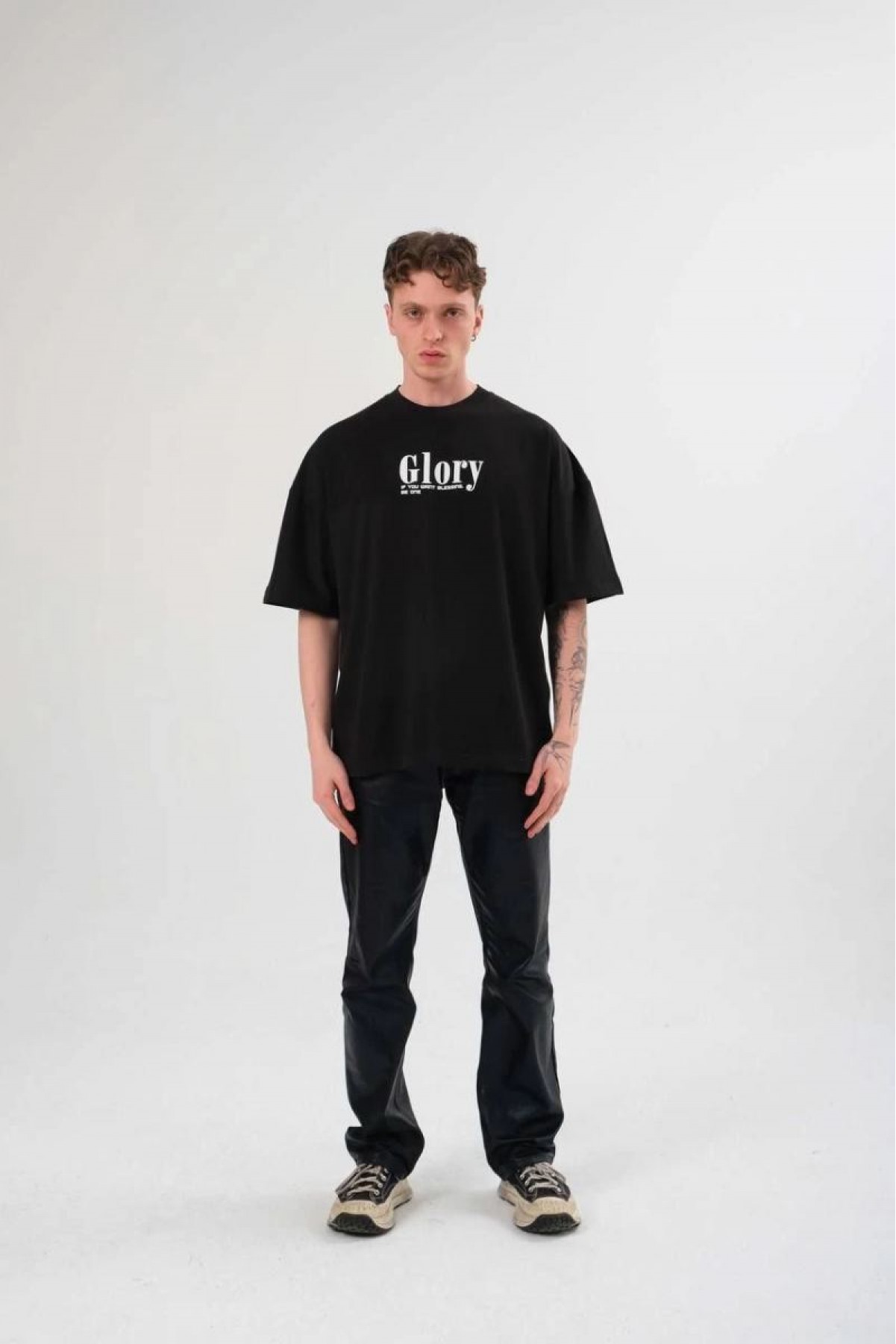 Erkek Tişört Yazlık Bisiklet Yaka Baskılı Kısa kol T-Shirt - Siyah