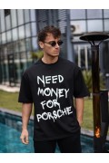 Erkek Tişört Bisiklet Yaka Baskılı Kısa kol Oversize T-Shirt - Siyah