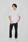 Erkek T-Shirt Yazlık Jakar Kısa kol Tişört - Beyaz