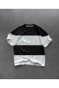 Erkek Bisiklet Yaka Parçalı  Kısa kol T-Shirt - Siyah