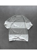 Erkek  Kısa kol Bisiklet Yaka Parçalı T-Shirt - Gri