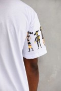 Erkek Kısa Kol Yazlık Tişört Bisiklet Yaka Baskılı Oversize T-Shirt - Beyaz