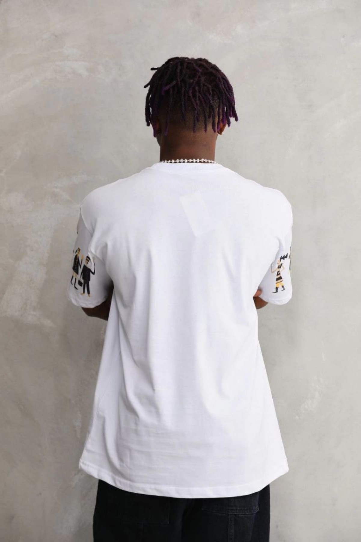 Erkek Kısa Kol Yazlık Tişört Bisiklet Yaka Baskılı Oversize T-Shirt - Beyaz