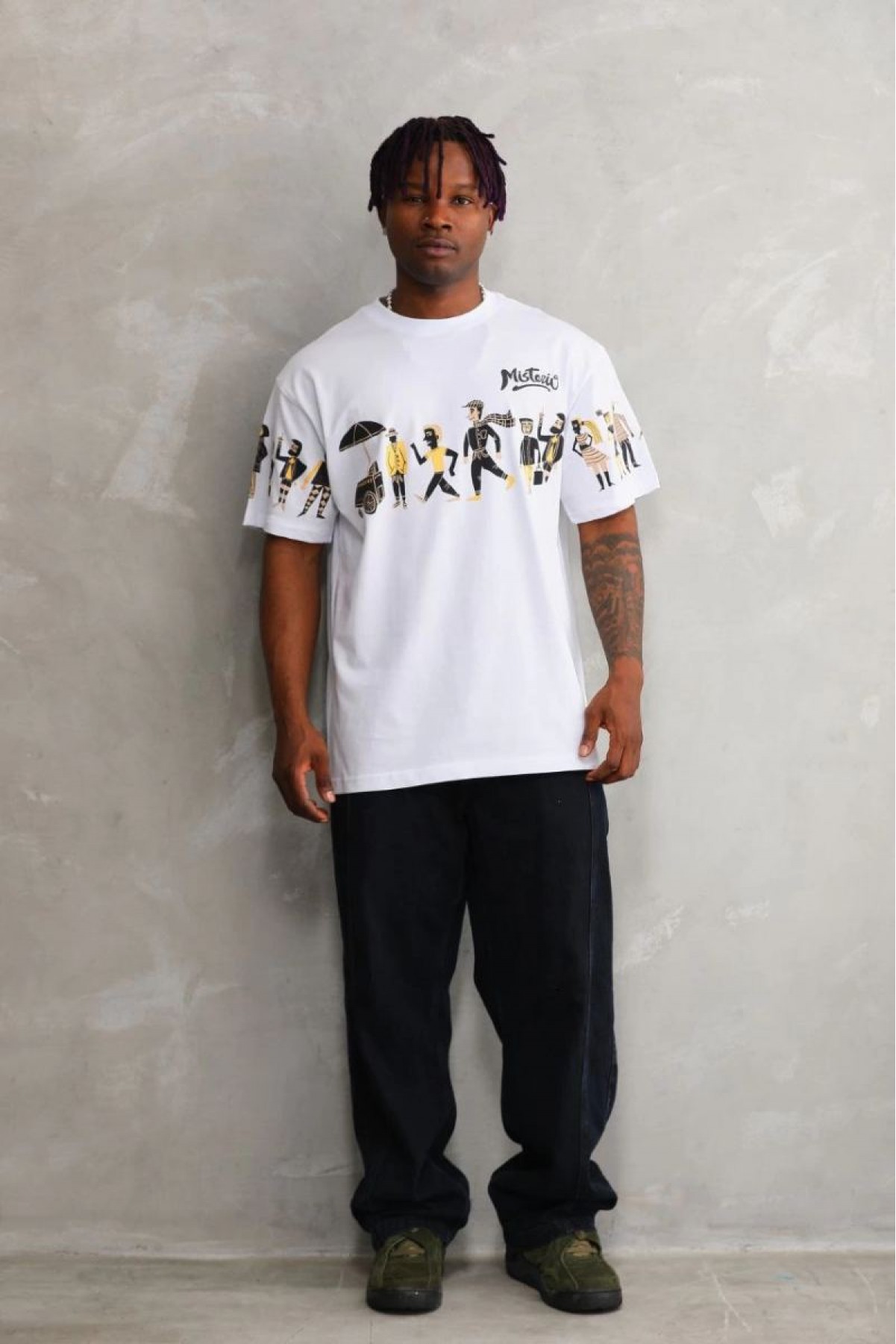 Erkek Kısa Kol Yazlık Tişört Bisiklet Yaka Baskılı Oversize T-Shirt - Beyaz