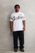 Erkek Kısa Kol Yazlık Tişört Bisiklet Yaka Baskılı Oversize T-Shirt - Beyaz