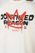 Erkek Kısa Kol Yazlık Tişört Bisiklet Yaka Baskılı Oversize T-Shirt - Beyaz