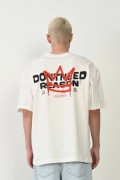 Erkek Kısa Kol Yazlık Tişört Bisiklet Yaka Baskılı Oversize T-Shirt - Beyaz