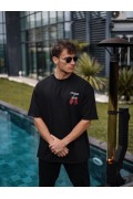 Erkek Kısa Kol Tişört Bisiklet Yaka Box Eldiven Baskılı T-Shirt -  Siyah