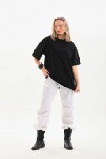 Kadın Düz  Kısa kol Penye T-shirt - Siyah