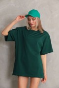 Kadın Düz  Kısa kol Penye T-shirt- Yeşil