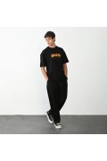 Erkek Baskılı T-Shirt Kısa Kol Bisiklet Yaka Regular Fit Rahat Kalıp Günlük Tişört - Siyah