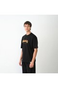 Erkek Baskılı T-Shirt Kısa Kol Bisiklet Yaka Regular Fit Rahat Kalıp Günlük Tişört - Siyah