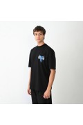 Erkek Baskılı T-Shirt Kısa Kol Bisiklet Yaka Regular Fit Rahat Kalıp Günlük Tişört - Siyah