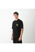 Erkek Kısa Kol Yazlık Tişört Bisiklet Yaka Baskılı Oversize T-Shirt - Siyah