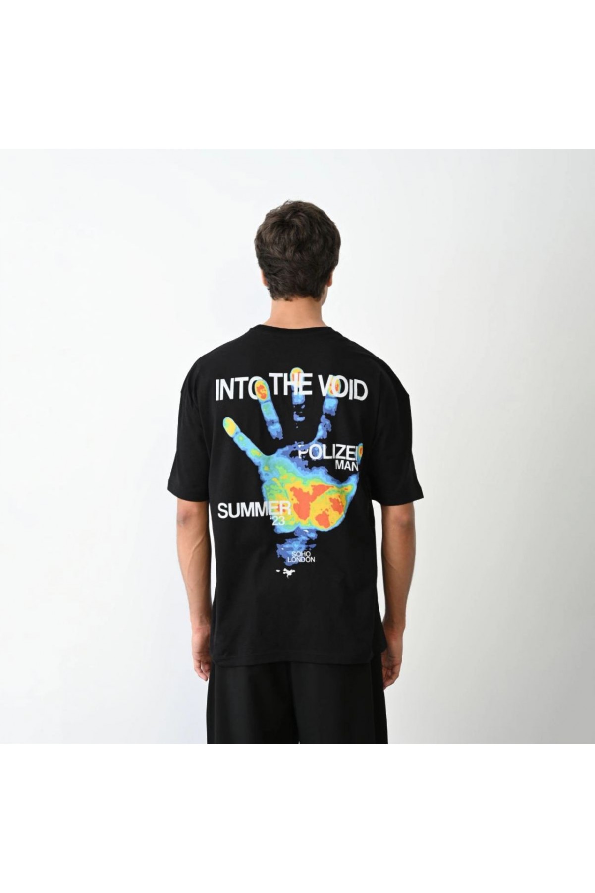 Erkek Kısa Kol Yazlık Tişört Bisiklet Yaka Baskılı Oversize T-Shirt - Siyah