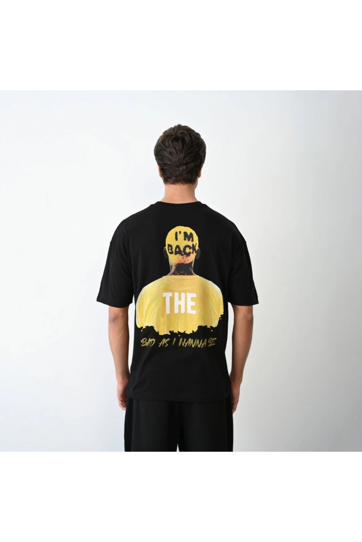Erkek Baskılı T-Shirt Kısa Kol Bisiklet Yaka Regular Fit Rahat Kalıp Günlük Tişört - Siyah