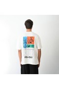 Erkek Kısa Kol Yazlık Tişört Bisiklet Yaka Baskılı Oversize T-Shirt - Beyaz