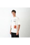 Erkek Kısa Kol Yazlık Tişört Bisiklet Yaka Baskılı Oversize T-Shirt - Beyaz