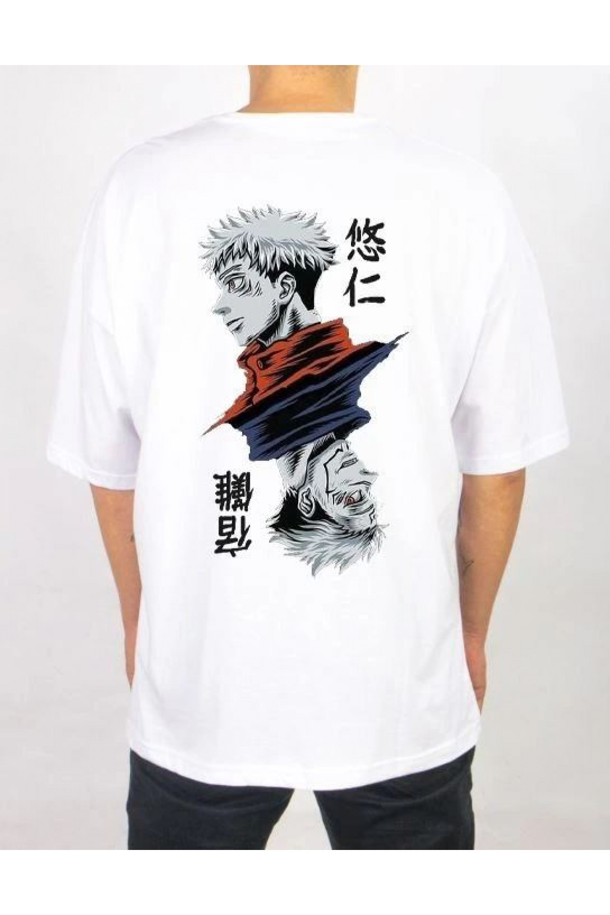 Erkek Kısa Kol Yazlık Tişört Bisiklet Yaka Baskılı Oversize T-Shirt - Beyaz