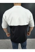 Erkek Kısa Kol Yazlık Tişört Torba Cepli Parçalı T-Shirt - Siyah