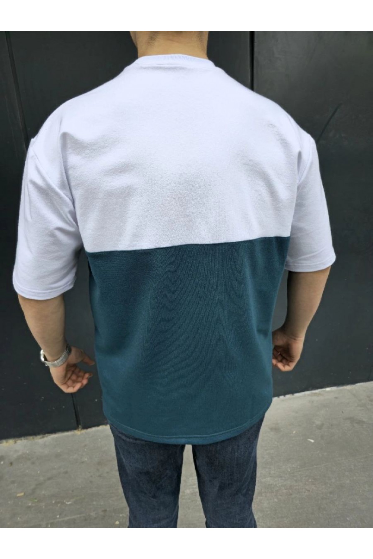 Erkek Kısa Kol Yazlık Tişört Torba Cepli Parçalı T-Shirt - Lacivert