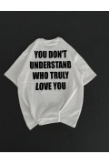Kadın Baskılı T-Shirt Kısa Kol Bisiklet Yaka Regular Fit Rahat Kalıp Günlük Tişört - Beyaz