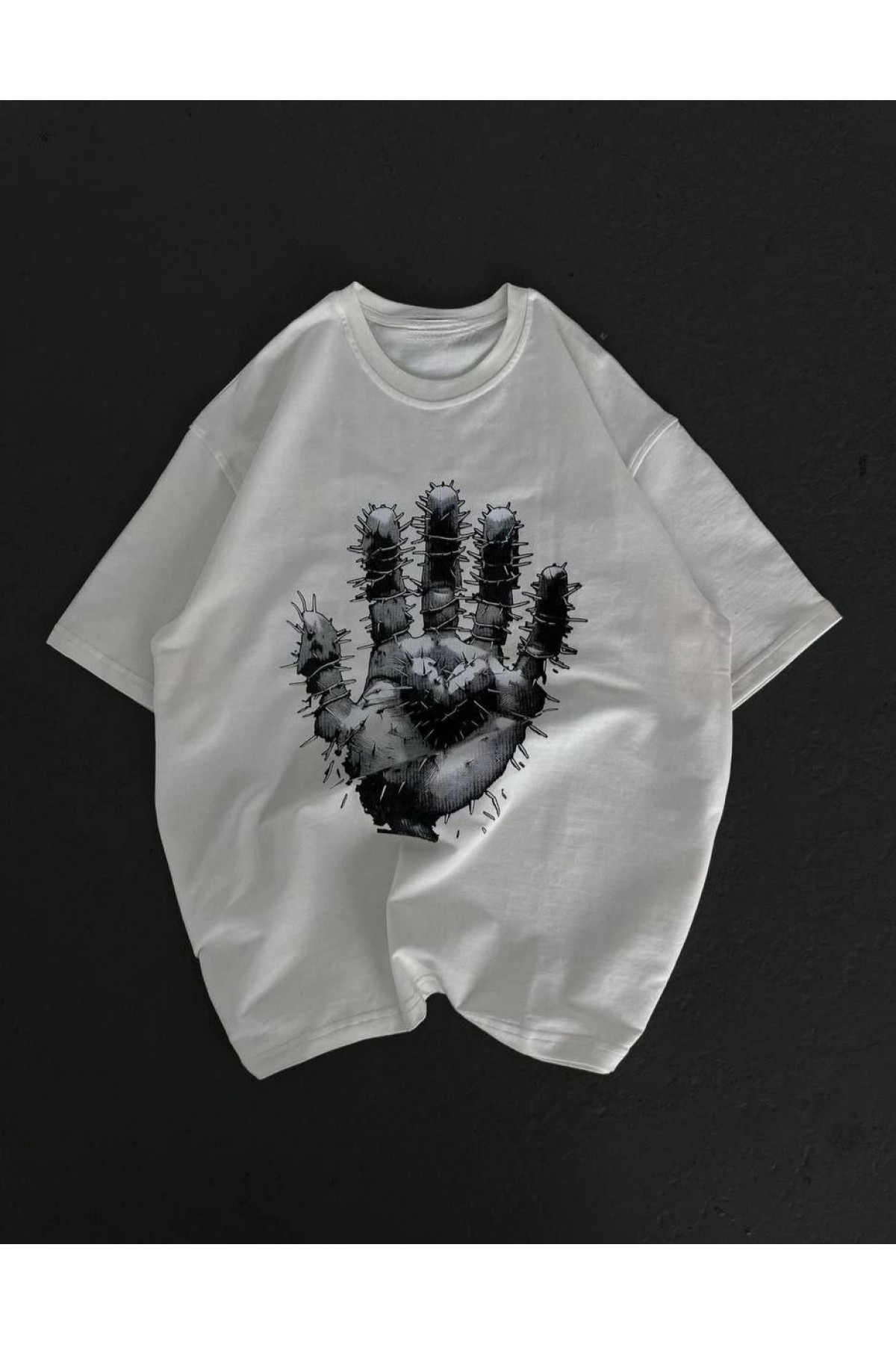 Kadın Baskılı T-Shirt Kısa Kol Bisiklet Yaka Regular Fit Rahat Kalıp Günlük Tişört - Beyaz