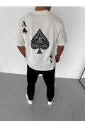Erkek Baskılı T-Shirt Kısa Kol Bisiklet Yaka Regular Fit Rahat Kalıp Günlük Tişört - Beyaz