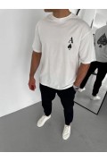 Erkek Baskılı T-Shirt Kısa Kol Bisiklet Yaka Regular Fit Rahat Kalıp Günlük Tişört - Beyaz