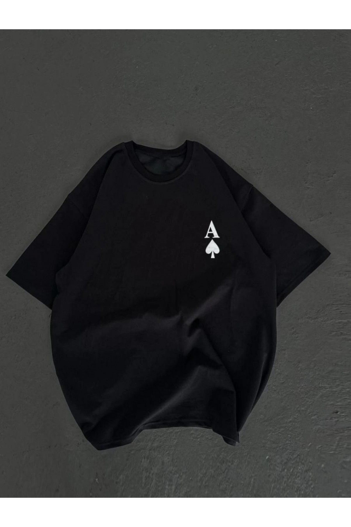 Kadın Baskılı T-Shirt Kısa Kol Bisiklet Yaka Oversize Rahat Kalıp Günlük Tişört - Siyah