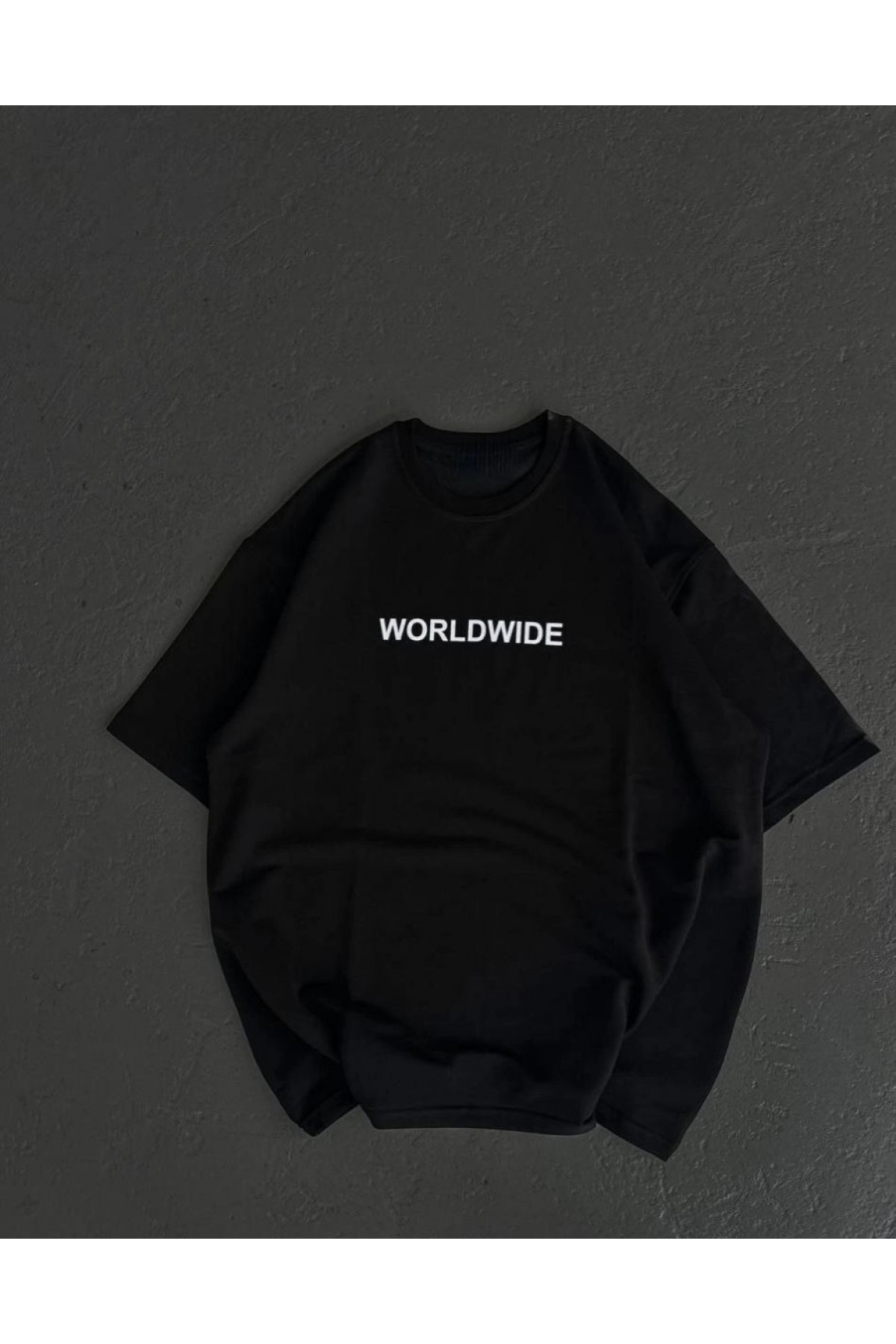 Kadın Baskılı T-Shirt Kısa Kol Bisiklet Yaka Oversize Rahat Kalıp Günlük Tişört   - Siyah