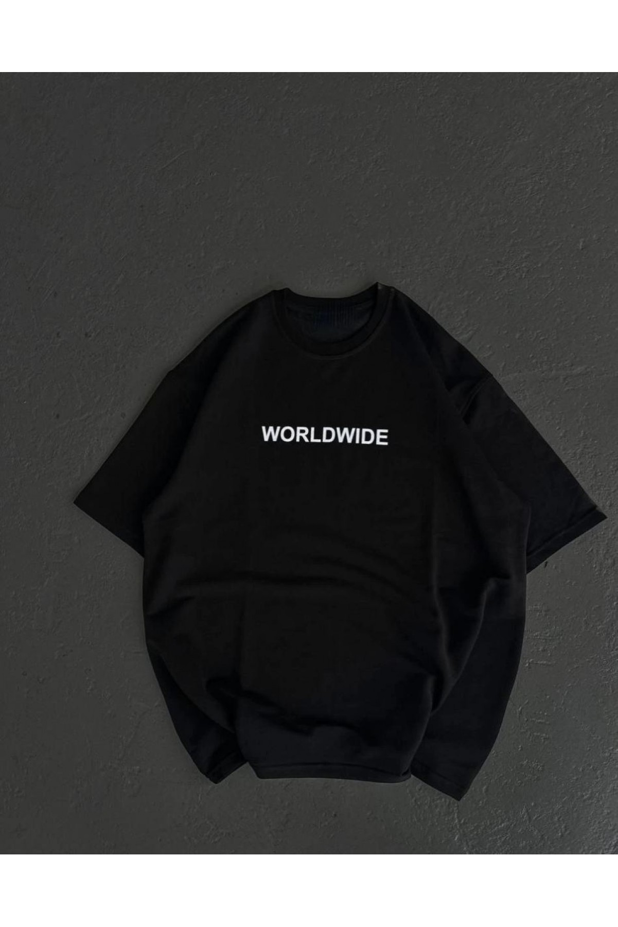 Kadın Baskılı T-Shirt Kısa Kol Bisiklet Yaka Oversize Rahat Kalıp Günlük Tişört   - Siyah