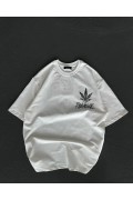 Kadın Baskılı T-Shirt Kısa Kol Bisiklet Yaka Oversize Rahat Kalıp Günlük Tişört   - Beyaz