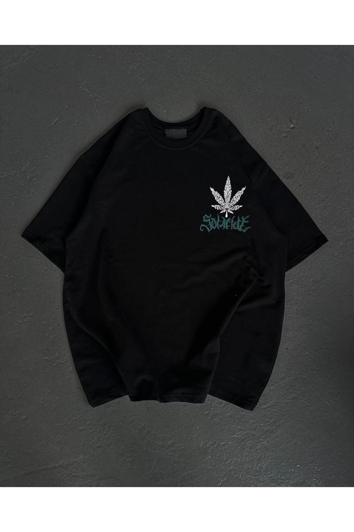 Kadın Baskılı T-Shirt Kısa Kol Bisiklet Yaka Oversize Rahat Kalıp Günlük Tişört   - Siyah