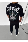 Erkek Baskılı T-Shirt Kısa Kol Bisiklet Yaka Regular Fit Rahat Kalıp Günlük Tişört - Siyah