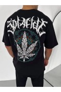 Erkek Baskılı T-Shirt Kısa Kol Bisiklet Yaka Regular Fit Rahat Kalıp Günlük Tişört - Siyah