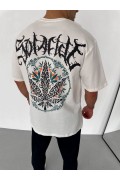 Erkek Baskılı T-Shirt Kısa Kol Bisiklet Yaka Regular Fit Rahat Kalıp Günlük Tişört - Beyaz