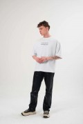 Erkek Baskılı T-Shirt Kısa Kol Bisiklet Yaka Regular Fit Rahat Kalıp Günlük Tişört - Beyaz