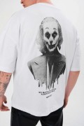 Erkek Baskılı T-Shirt Kısa Kol Bisiklet Yaka Regular Fit Rahat Kalıp Günlük Tişört - Beyaz