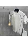 Erkek Tişört Karoyaka Dikişli Oversize T-Shirt - Beyaz