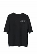 Erkek Baskılı T-Shirt Kısa Kol Bisiklet Yaka Regular Fit Rahat Kalıp Günlük Tişört - Siyah