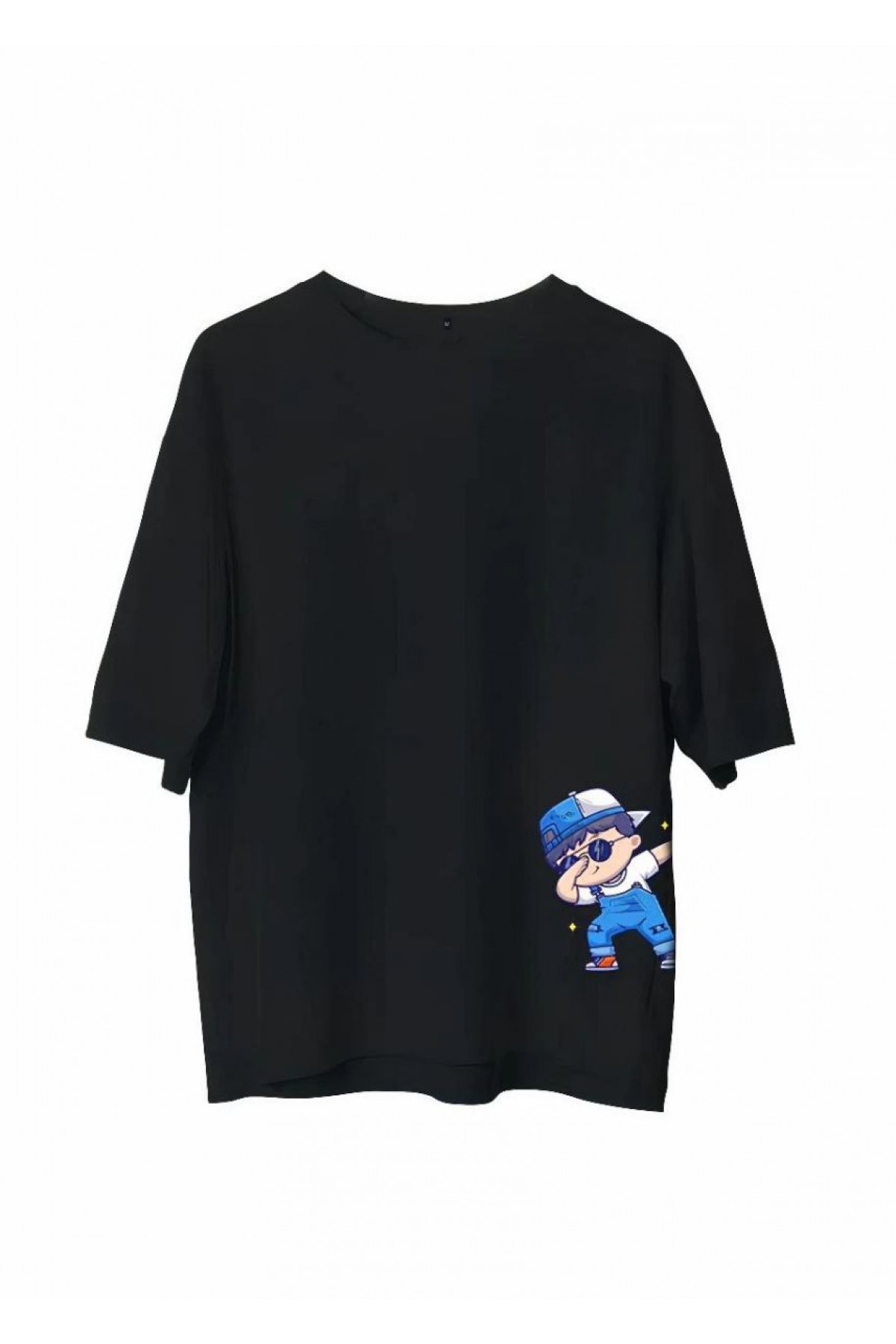 Erkek Baskılı T-Shirt Kısa Kol Bisiklet Yaka Regular Fit Rahat Kalıp Günlük Tişört - Siyah